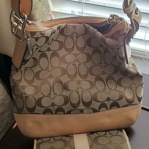 COACH Vachetta Leather Signature Purse Wallet Set